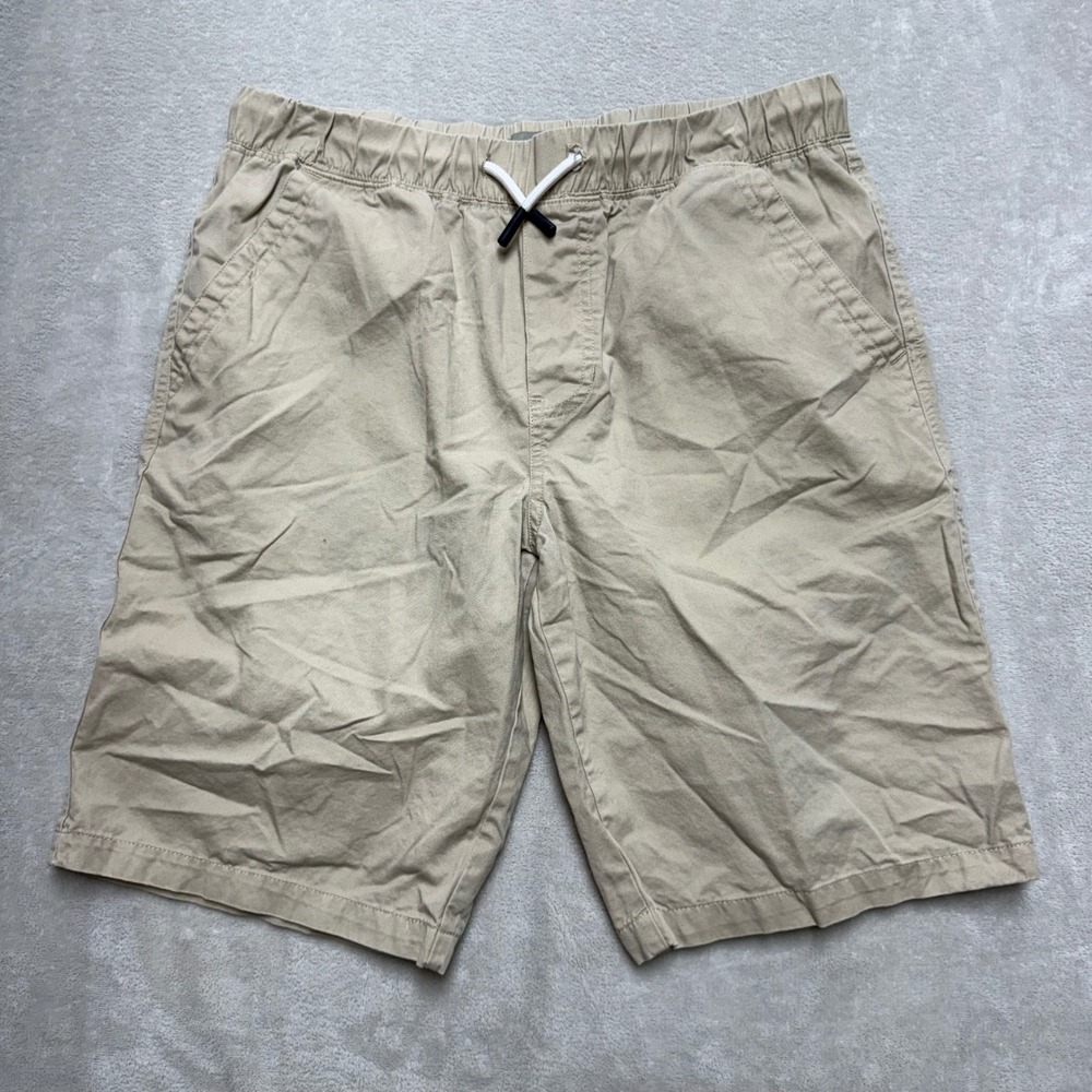 Lucky Brand Mens Khaki Chino Shorts Elastic Waist Drawstring Tan Size L 14/16